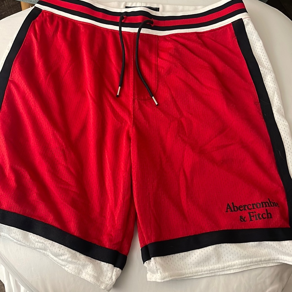 Men's Abercrombie & Fitch Mesh Basketball Shorts -  Red/white Size Large (USED)